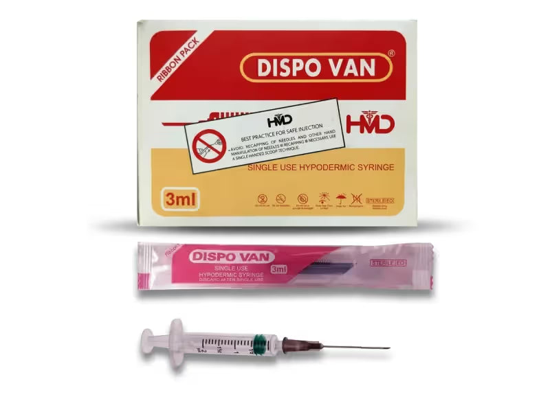 HMD Dispovan Disposable 3ml Syringe with Needle
