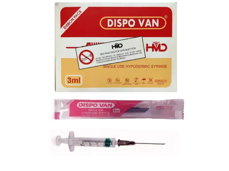 HMD Dispovan Disposable 3ml Syringe with Needle