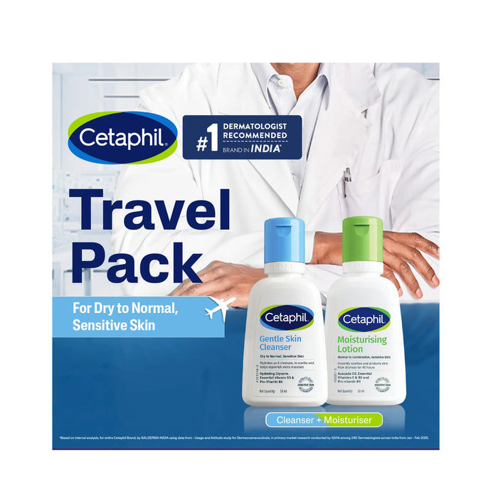 Cetaphil Travel Pack - Cleanser + Moisturiser | Dry to Normal Skin Type59ML+59ML