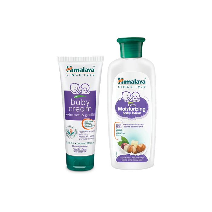 Himalaya Baby Cream and Extra Moisturizing Baby Lotion Combo-100ml