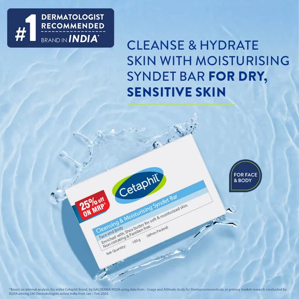 Cetaphil Cleansing Moisturizing Syndet Bar - (100gm)