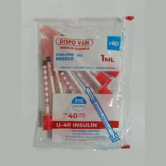 HMD Dispovan  Disposable syringe 1ml 31G 40U MULTI PACK