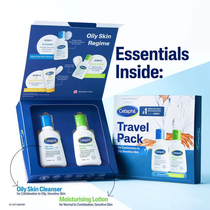 Cetaphil Travel Pack - Cleanser + Moisturiser | Combination to Oily Skin Type