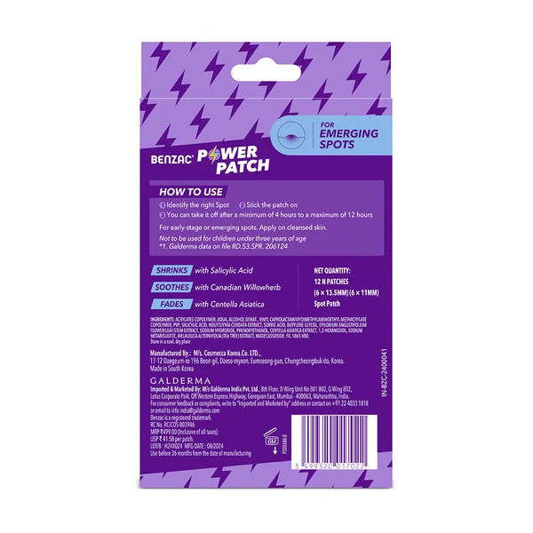 Benzac 3-in-1 Power Patches for Acne and Pimples (12 PATCHES)