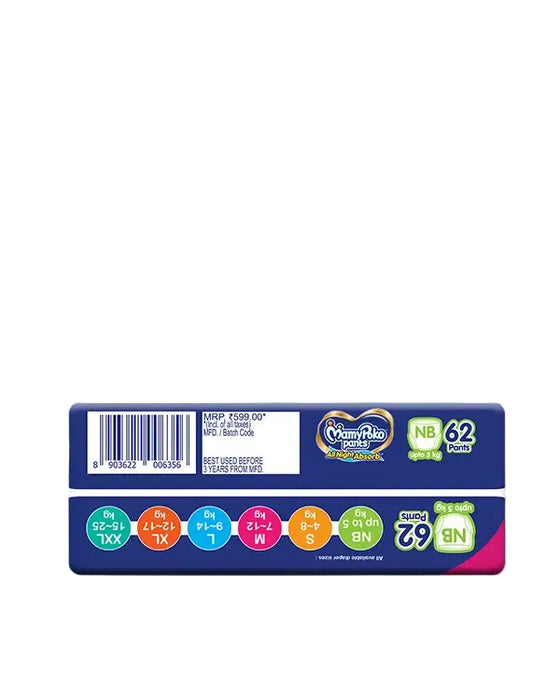 MamyPoko Pants all Night absorb NB-62's