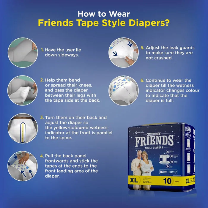 Friends Overnight Adult Diapers-XL 10's