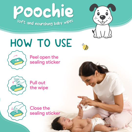 Romsons Poochie Soft & Nourishing Baby Wipes 72 Pieces/Pack