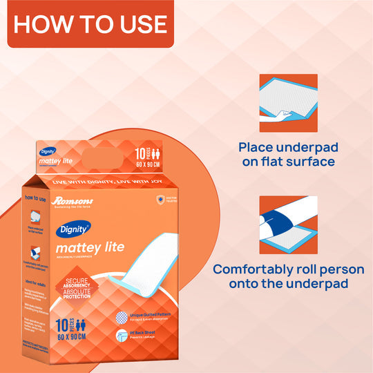 Romsons Dignity Mattey Lite Disposable Underpads, 60x90 cm