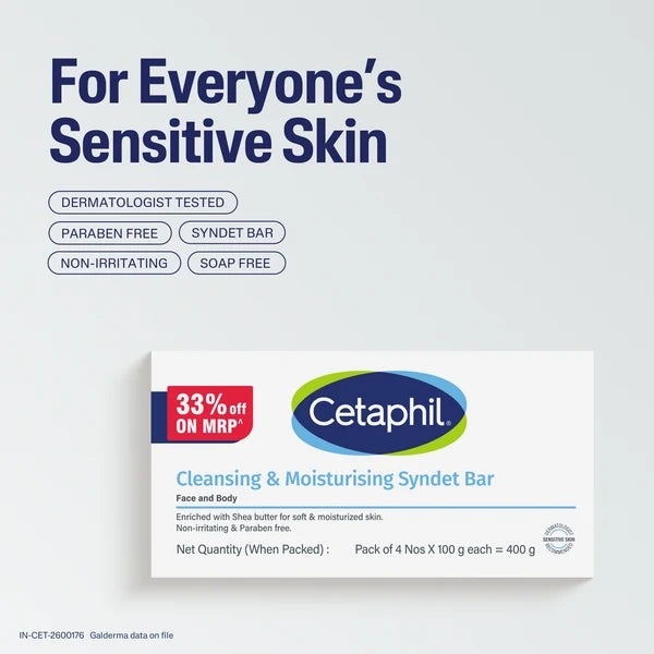 Cetaphil Cleansing Moisturizing Syndet Bar - (4x100gm)