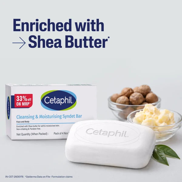 Cetaphil Cleansing Moisturizing Syndet Bar - (4x100gm)