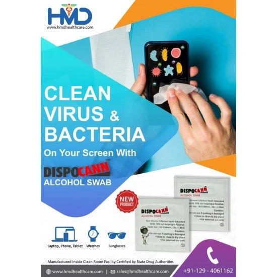 HMD Dispocann  Alcohol Swabs (Pack of 100 Pieces)