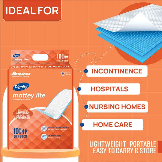 Romsons Dignity Mattey Lite Disposable Underpads, 60x90 cm