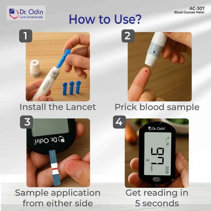 Dr. Odin Blood Glucose Meter GDH‑FAD Kit with 25 Test Strips – AC‑307