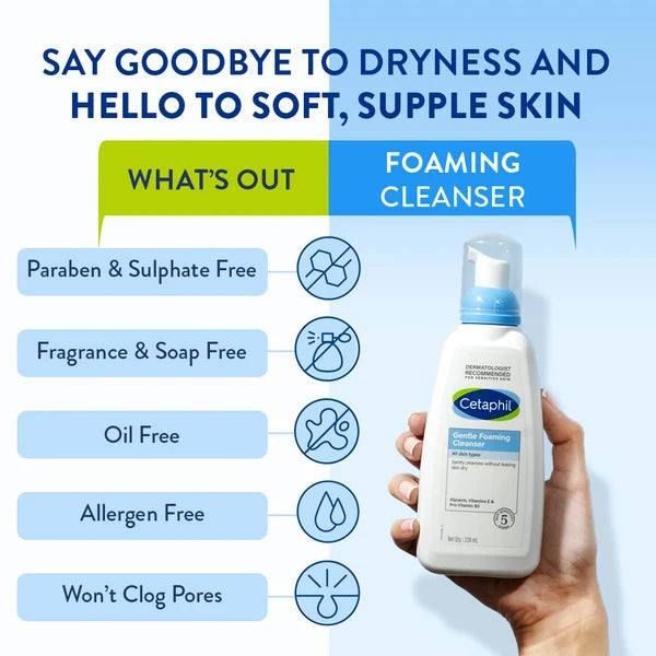 Cetaphil Gentle Foaming Cleanser for Dry to Normal Sensitive skin-236ml
