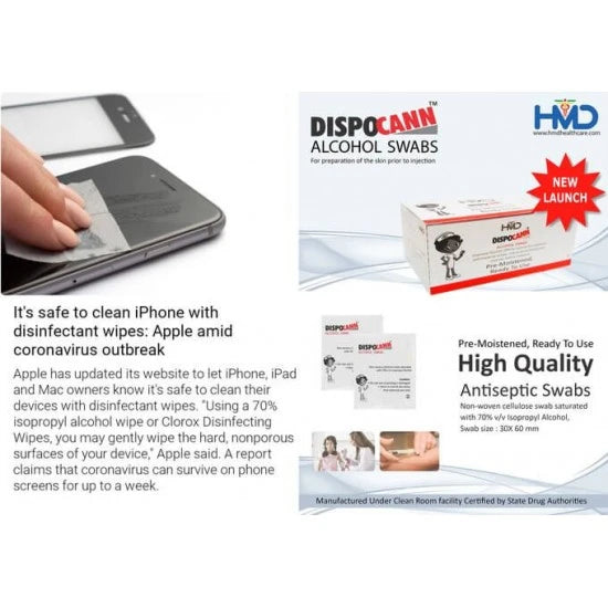 HMD Dispocann  Alcohol Swabs (Pack of 100 Pieces)