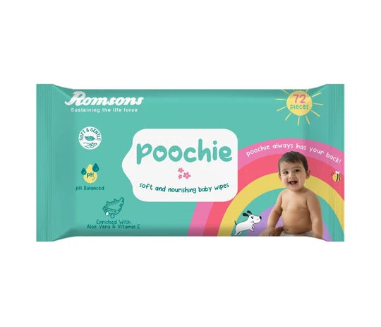 Romsons Poochie Soft & Nourishing Baby Wipes 72 Pieces/Pack