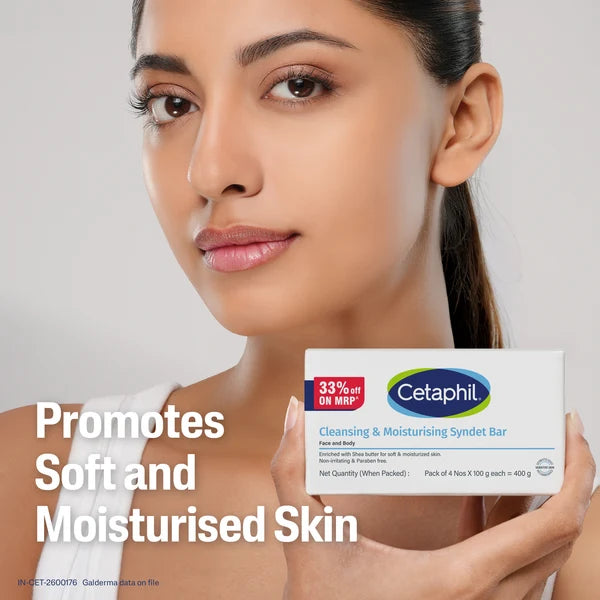 Cetaphil Cleansing Moisturizing Syndet Bar - (4x100gm)