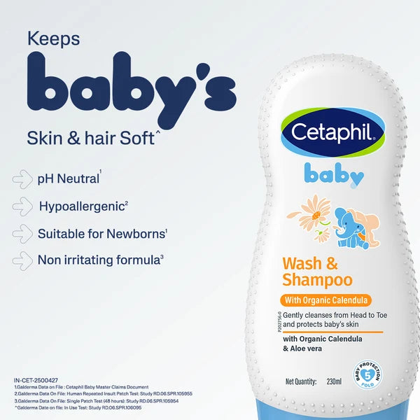 Cetaphil Baby Wash & Shampoo with Organic Calendula-230ml