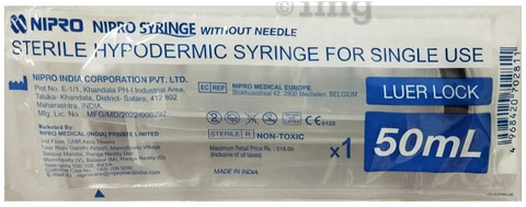 Nipro 50 mL 3-part Luer Lock Syringe Without Needle