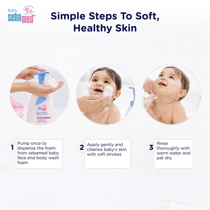 Sebamed Baby Face & Body Wash Foam|pH 5.5|Ideal for face & body cleansing|400 ml