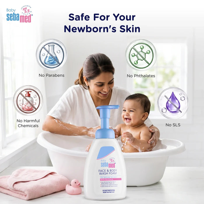 Sebamed Baby Face & Body Wash Foam|pH 5.5|Ideal for face & body cleansing|400 ml