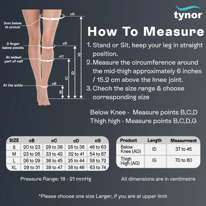 D.V.T. Stocking Knee High (Pair) Tynor