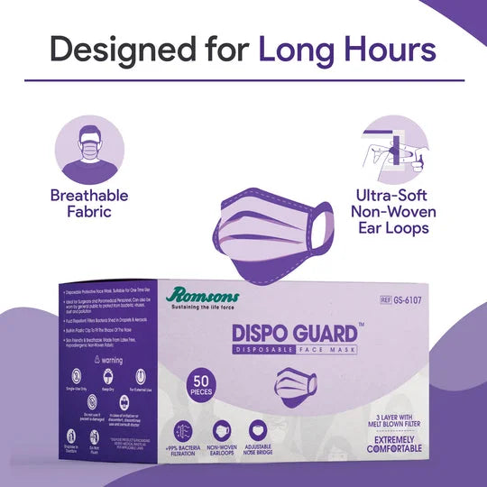 Romsons Dispo Guard Face Mask 50'S / PACK