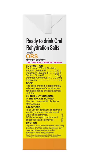 Prolyte ORS Lemon Flavour Energy Drink, 200 ml