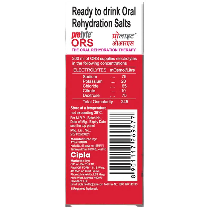 Prolyte ORS Mixed Fruit Flavour Energy Drink, 200 ml