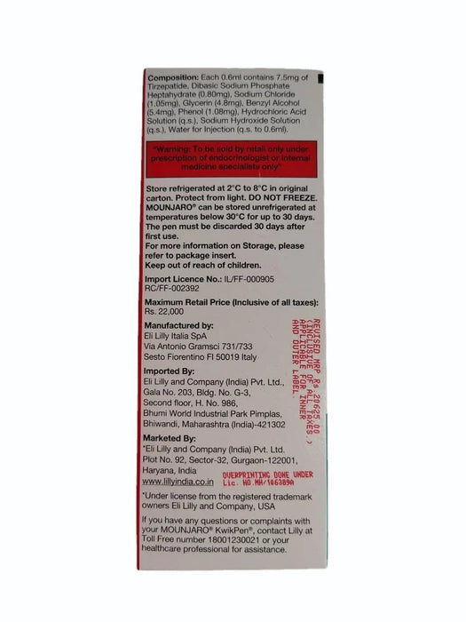 Mounjaro Kwikpen 7.5 mg PFP Injection 0.6 ml