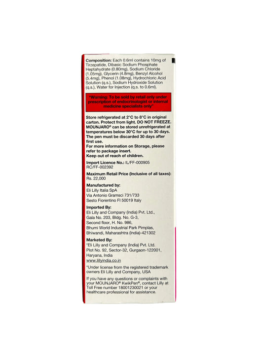 Mounjaro Kwikpen 10 mg PFP Injection 0.6 ml