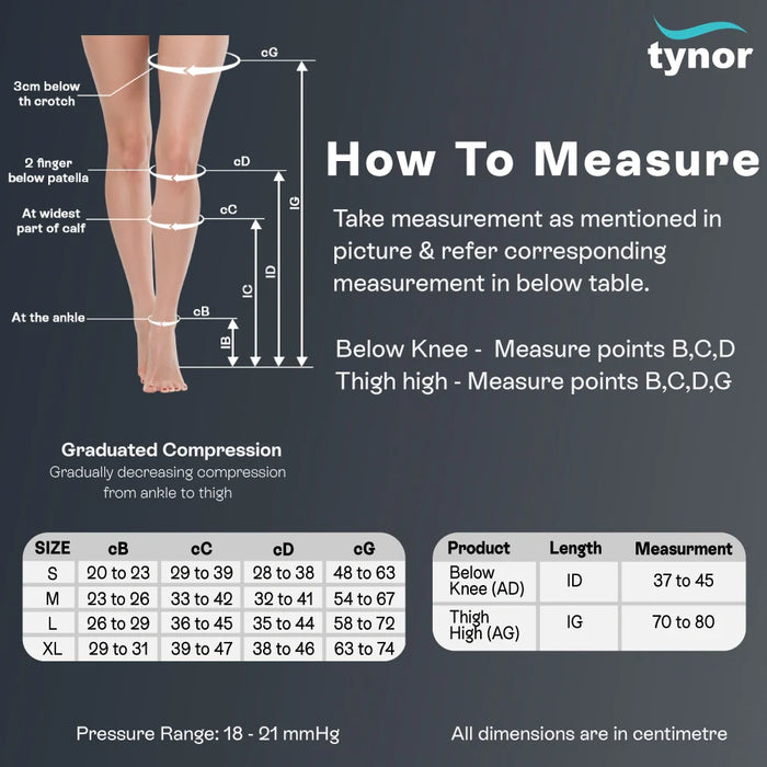 Medical Compression Stocking Knee High Class 2 (Pair) Tynor