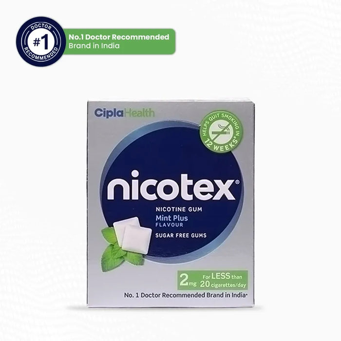 Nicotex 2mg Sugar Free Mint Plus - Flavour Nicotine Gums, 12 Count