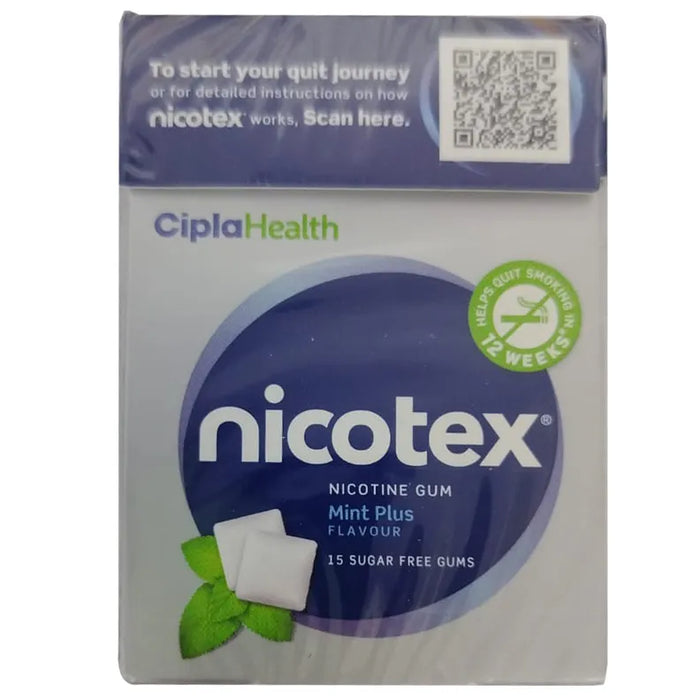 Nicotex 2mg Sugar Free Mint Plus - Flavour Nicotine Gums, 15 Count