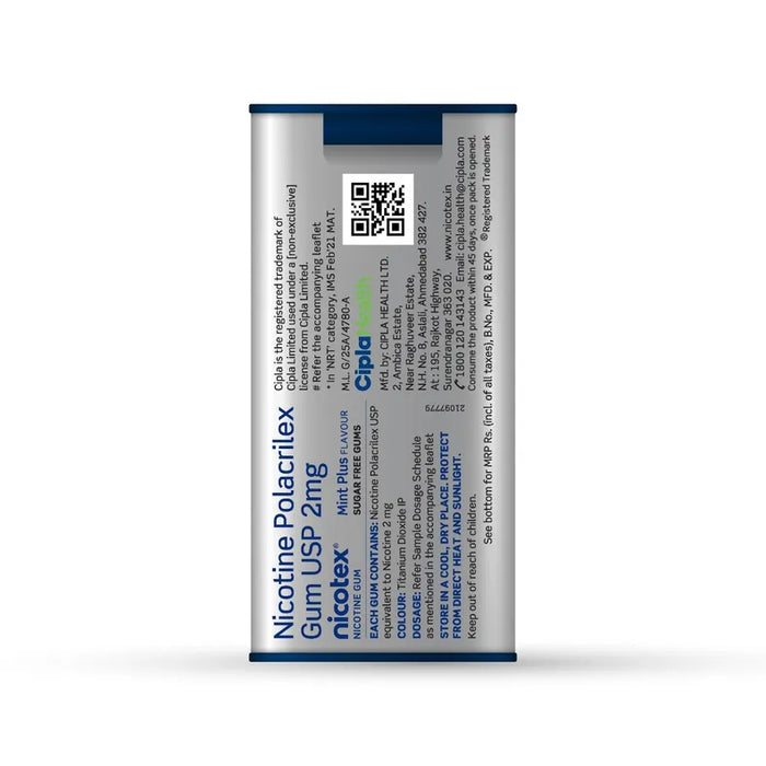 Nicotex 2mg Sugar Free Mint Plus - Flavour Nicotine Gums, 29 Count