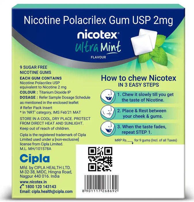 Nicotex Sugar Free Ultra Mint Gums 2mg