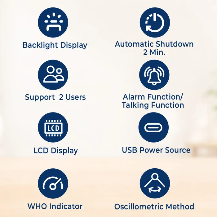 BP Monitor with Talking Function | Dual User & LED Display - OBP101 White