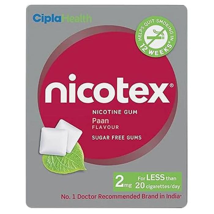 Nicotex 2mg Sugar Free Paan Flavour Nicotine Gums, 9 Count
