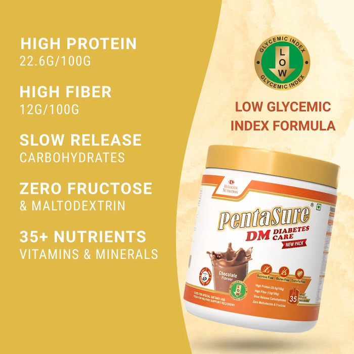 PentaSure DM Diabetes Care | High Protein Low GI Nutrition for Blood Sugar Management | Chocolate | 400g