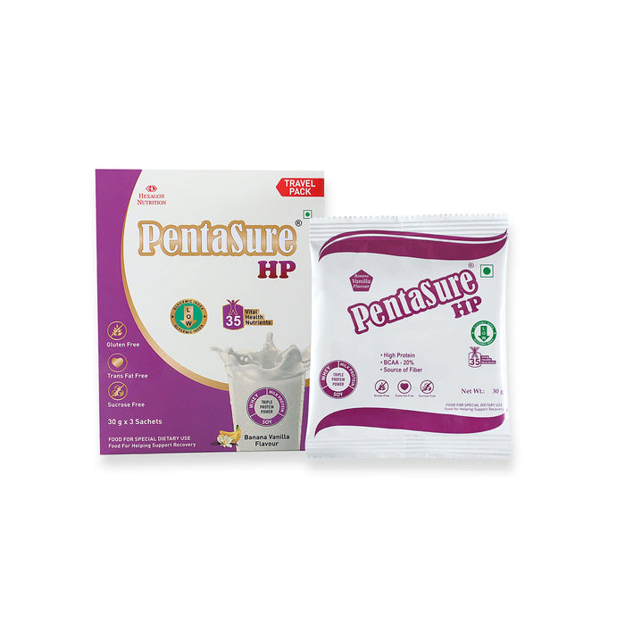 PentaSure HP | High Protein Whey Nutrition | Banana Vanilla | 90g Travel Pack