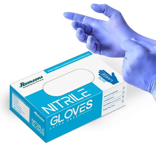 Romsons Blue Nitrile Examination Gloves1