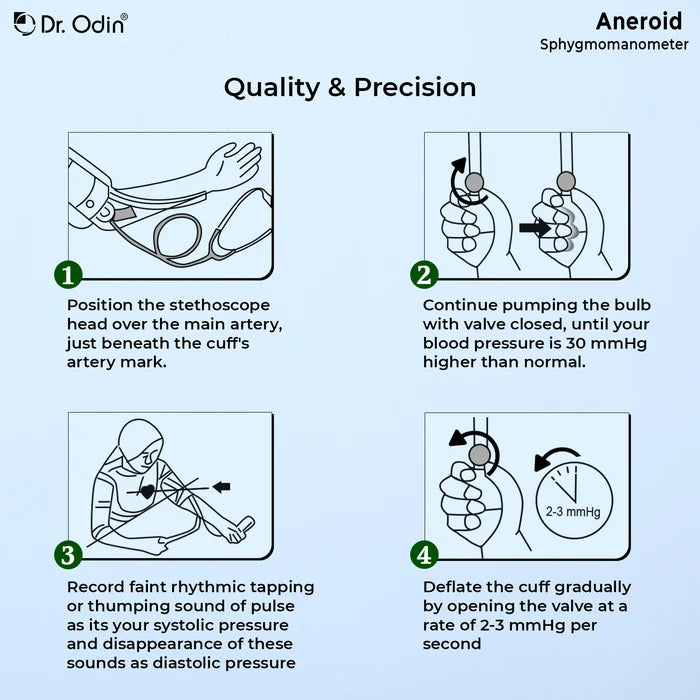 Aneroid Sphygmomanometer with Stethoscope (OAS102) – Manual BP Monitor with Cuff & Leather Bag