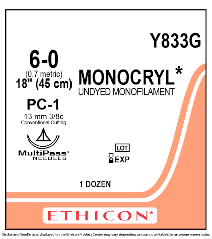 MONOCRYL 6-0 Y833G