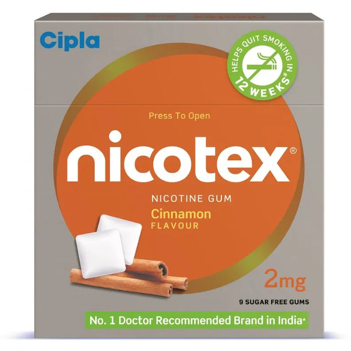 Nicotex 2mg Cinnamon Flavour Nicotine Gums, 9 Count