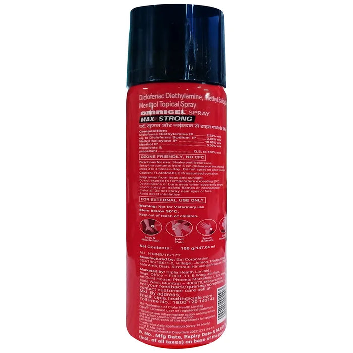 Omnigel Max Strong Spray, 100 gm/147.04 ml