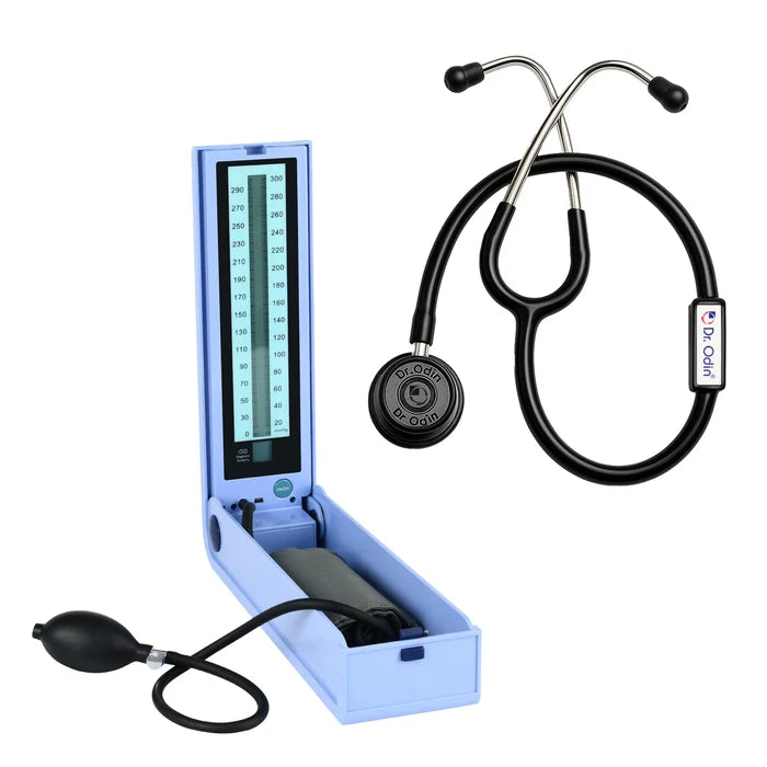 Mercury-Free LCD Sphygmomanometer Kit – Manual Blood Pressure Monitor with High-Acoustic Stethoscope