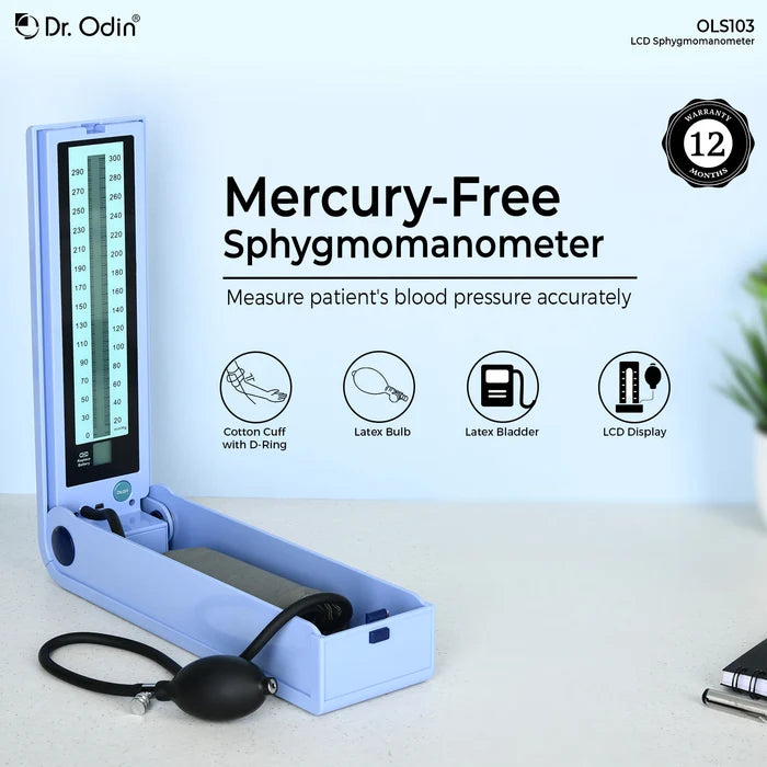 Mercury-Free LCD Sphygmomanometer Kit – Manual Blood Pressure Monitor with High-Acoustic Stethoscope