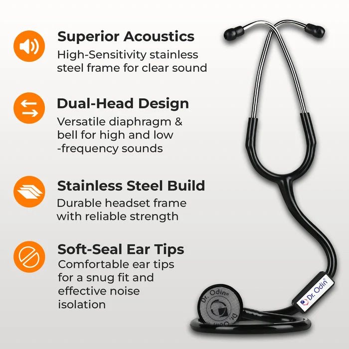 Black Edition Dual-Head Stethoscope (OST005) – Sleek Aluminium Design