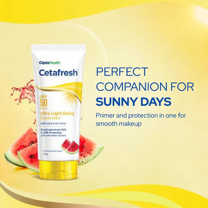 Cetafresh Spf 50 Pa+++ Ultra Light Dewy Sunscreen 50Gm