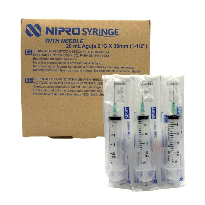 Nipro 20 mL Luer Slip Syringe with 21G Needle